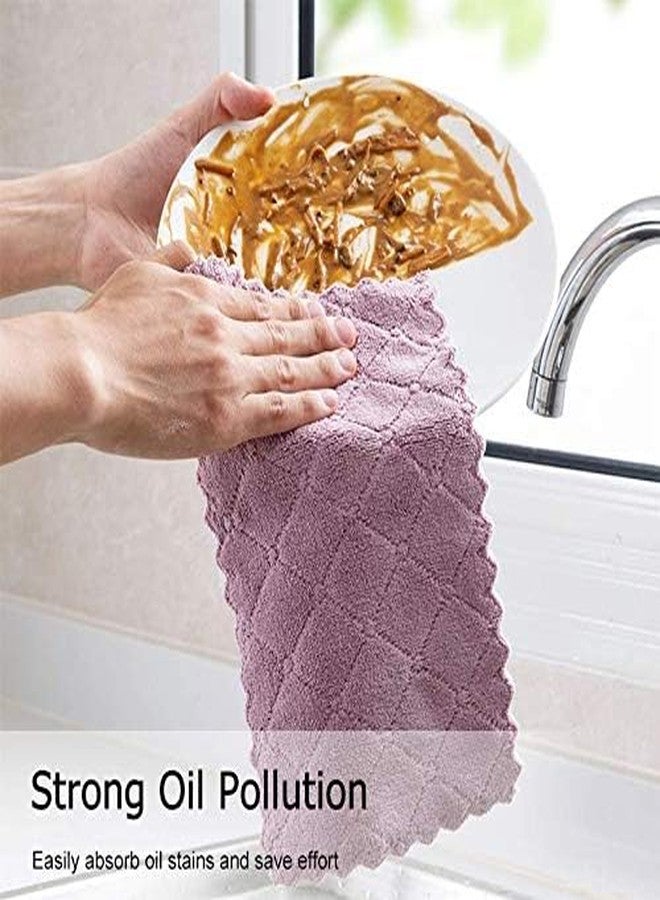 Grab It 10 Pcs Small Size Kitchen Dish Cleaning Nonstick Oil Coral Velvet Microfiber Wipes Magic Oil Resistant Cleaning Cloth (15X27 cm, Pack of 10) - Image 3